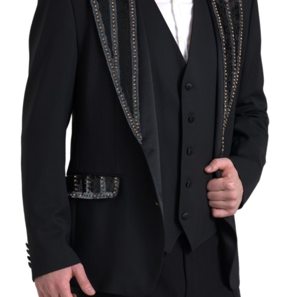 DOLCE & GABBANABlack Embellished Wool 2 Piece SICILIA Suit - Picture 6 of 6